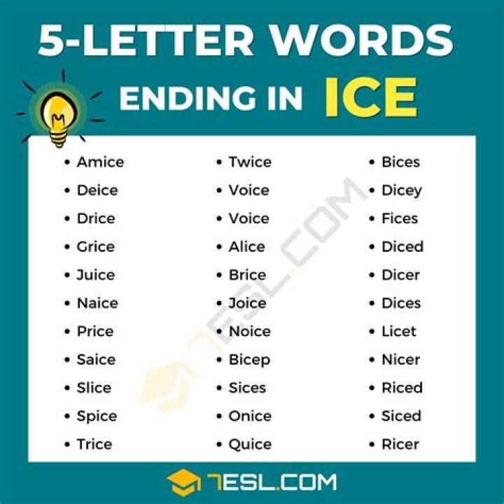 5 Letter Words Ending with ICE All Words List