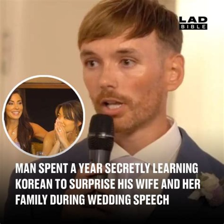Lad spends year secretly learning Korean to surprise wife and family with full wedding speech