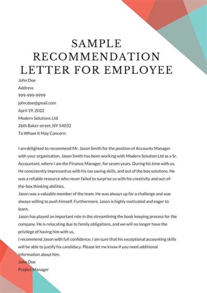 How To Write A Recommendation Letter For An Employee