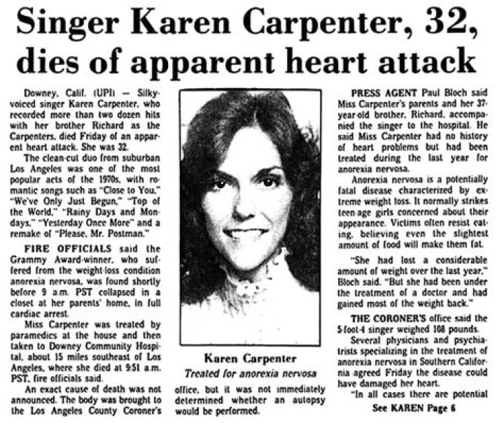 Karen Carpenter Death: How Did the Silky Voice Singer die?