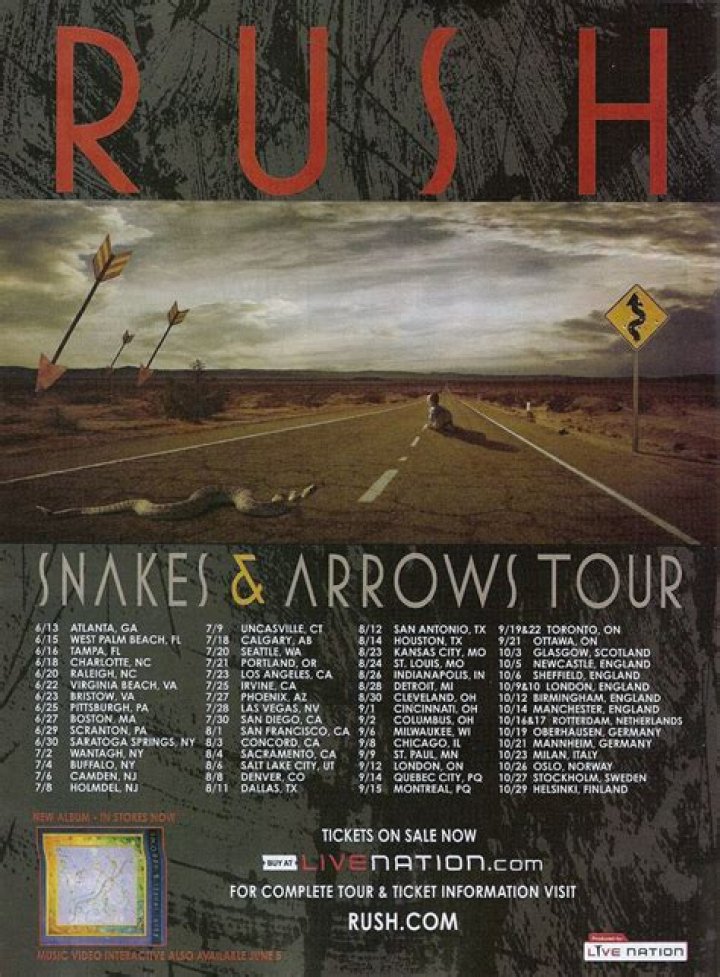 Rush Snakes And Arrows Tour 2008 – North American Dates Cities and Venues Confirmed