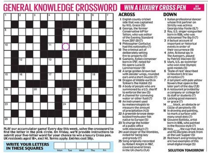 Scottish Daily Mail General Knowledge A pause or break in activity Crossword Clue Puzzle Answer With 8 letters